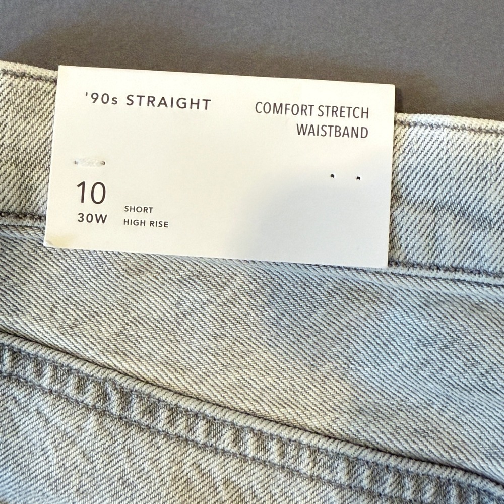 American Eagle 90s Straight Leg Jeans Size 10 Short High Rise Distressed - Picture 5 of 12